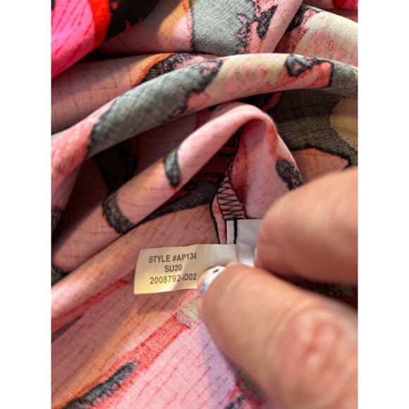 J. Crew Palm Print Faux Wrap Midi Dress Pink Red Black Sz 8 - Picture 11 of 11